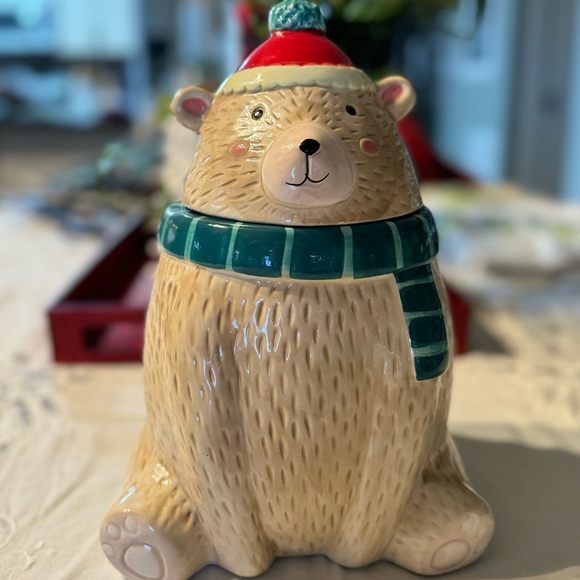 Bear Cookie Jar- 10” tall - Sleigh Bell Bistro - Picture 3 of 7